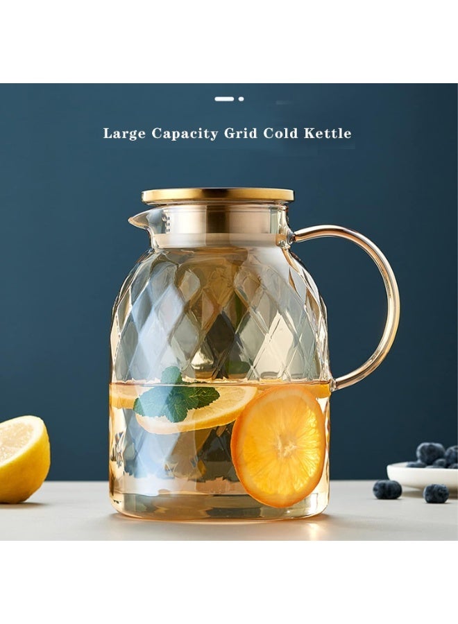 Amber Glass Pitcher with Lid Water Pitcher Beverage Pitchers Glass Carafe for Juice Milk Hot Cold Beverage Coffee Lemonade Ice Tea Pitcher 60 oz - Image 4